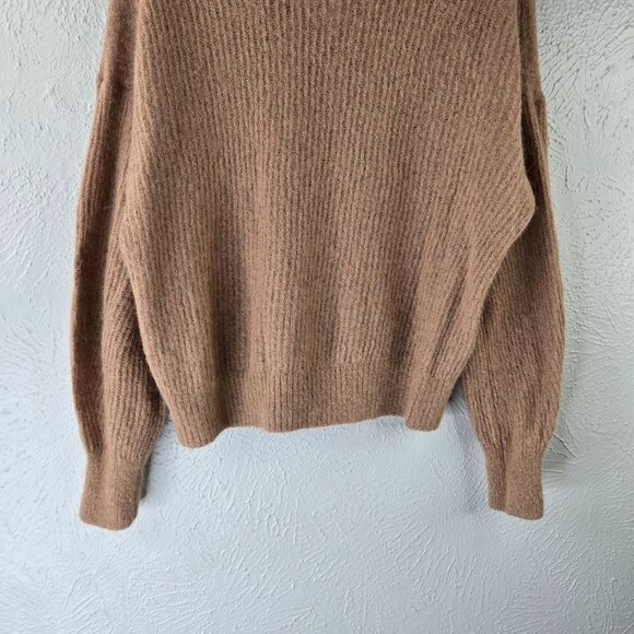Everlane Pullover Sweater Tan Ribbed Alpaca Merino Wool Cozy Minimalist Preppy - Picture 10 of 13